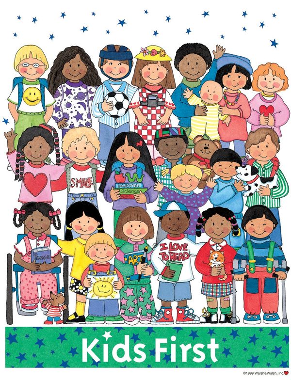 Kids First, watercolor illustration by Teresa Walsh